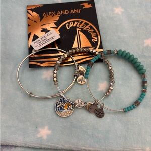 NOT AVAILABLE Alex and Ani Caribbean Silver Bracelet Set